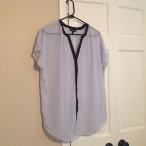 Light blue and navy blue shear dress shirt